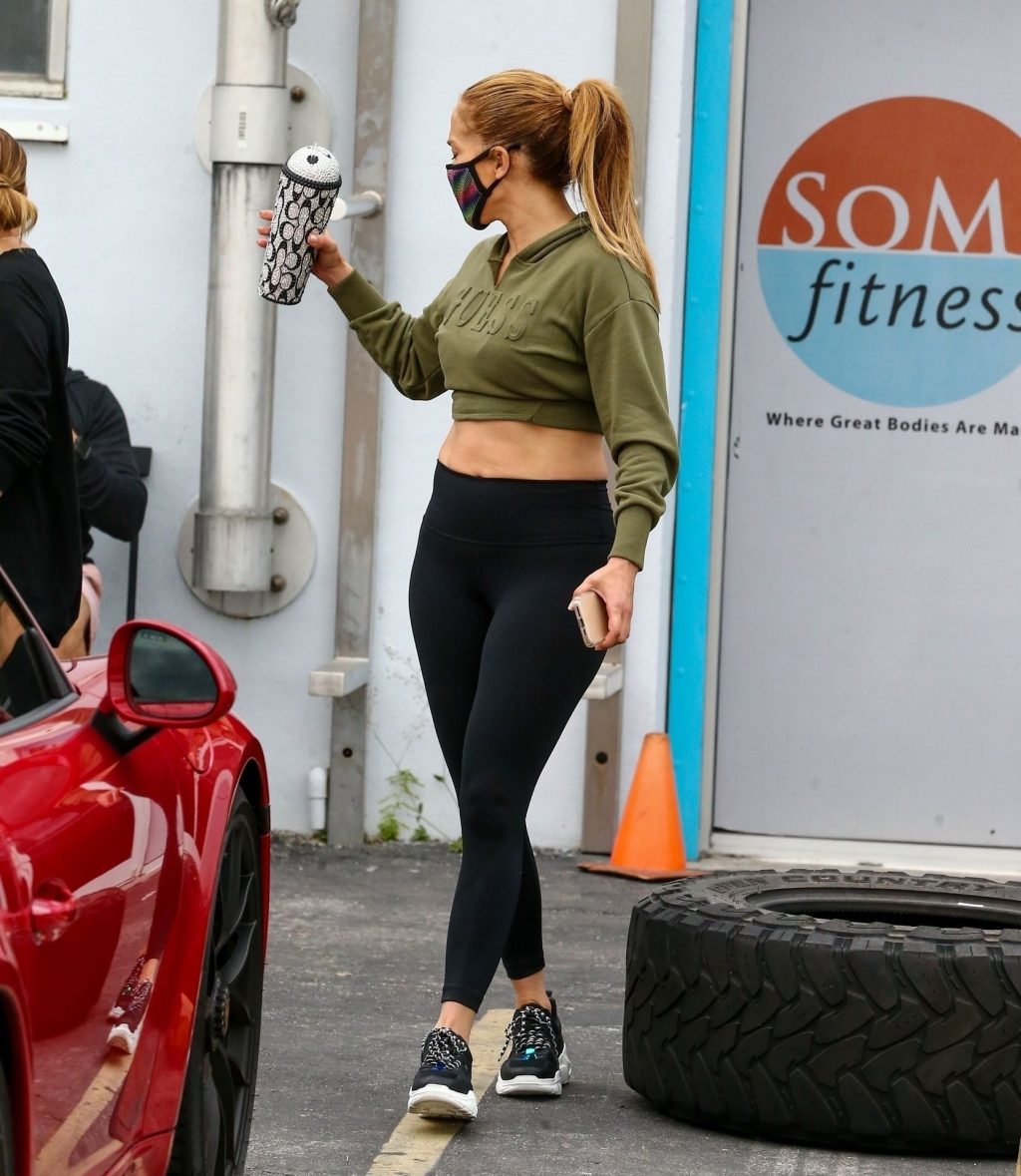 Jennifer Lopez Wears Custom Leggings on Way to Gym in Miami (43 Photos)