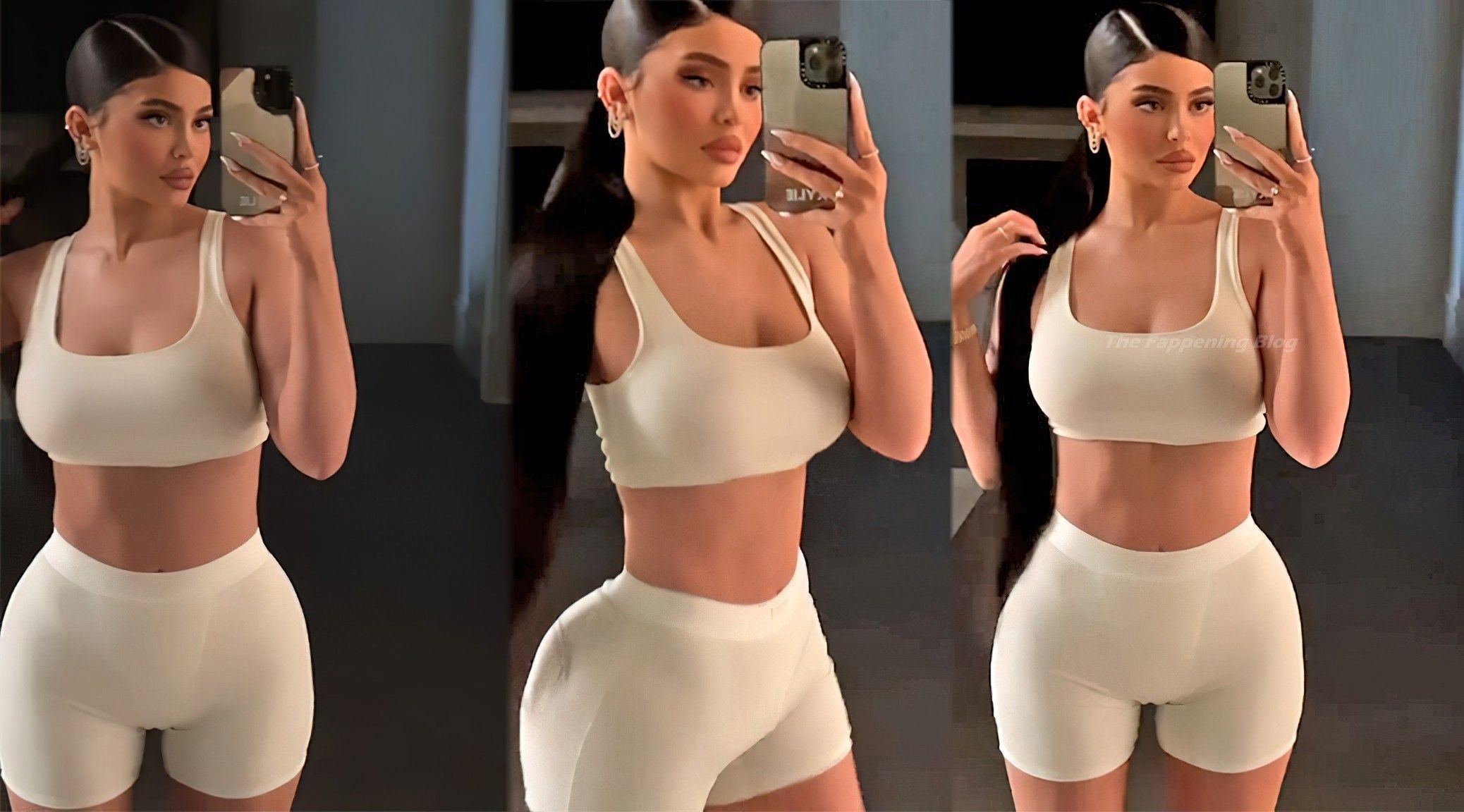 Billionaire Kylie Jenner displays her nice boobs and cameltoe posing in her...