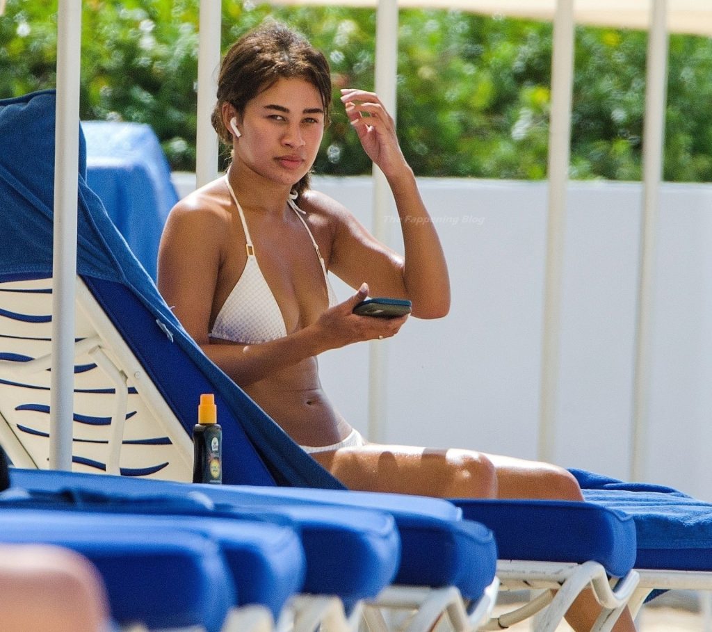 Montana Brown Dons a Sexy White Bikini on the Golden Sandy Beaches of Barbados (65 Photos)
