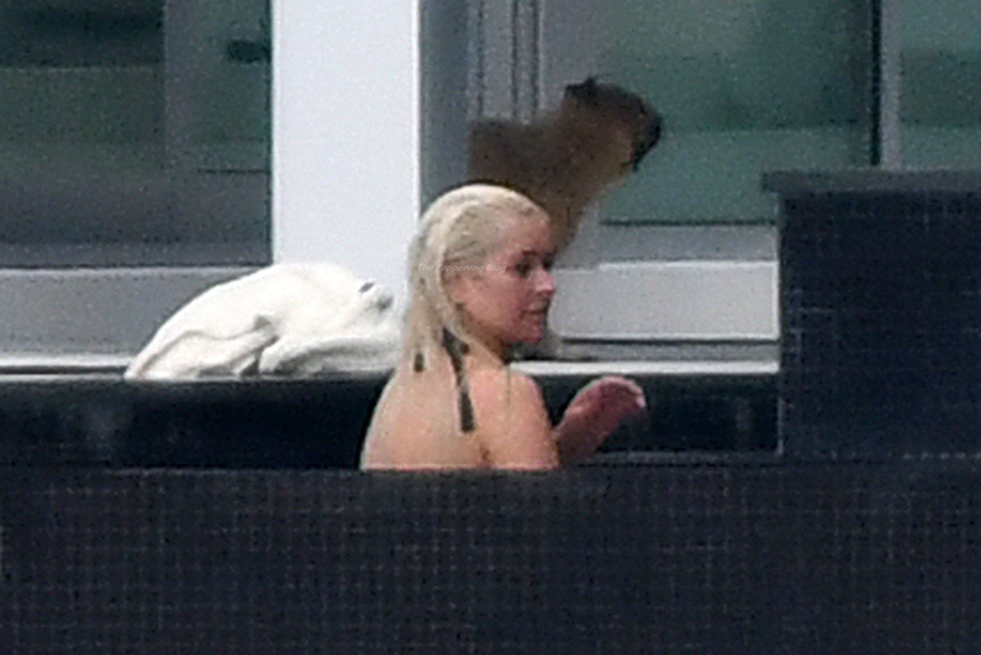 Christina Aguilera Takes a Dip in the pool Between Recording Sessions in Mi...