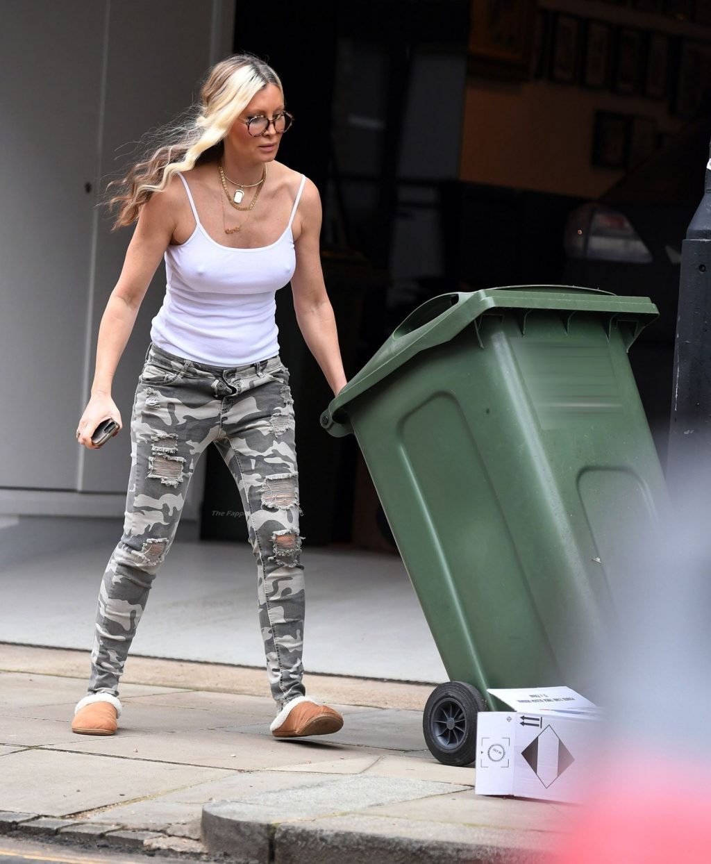 Caprice Bourret Goes Braless Under White Tank While Taking at the Trash (11 Photos)