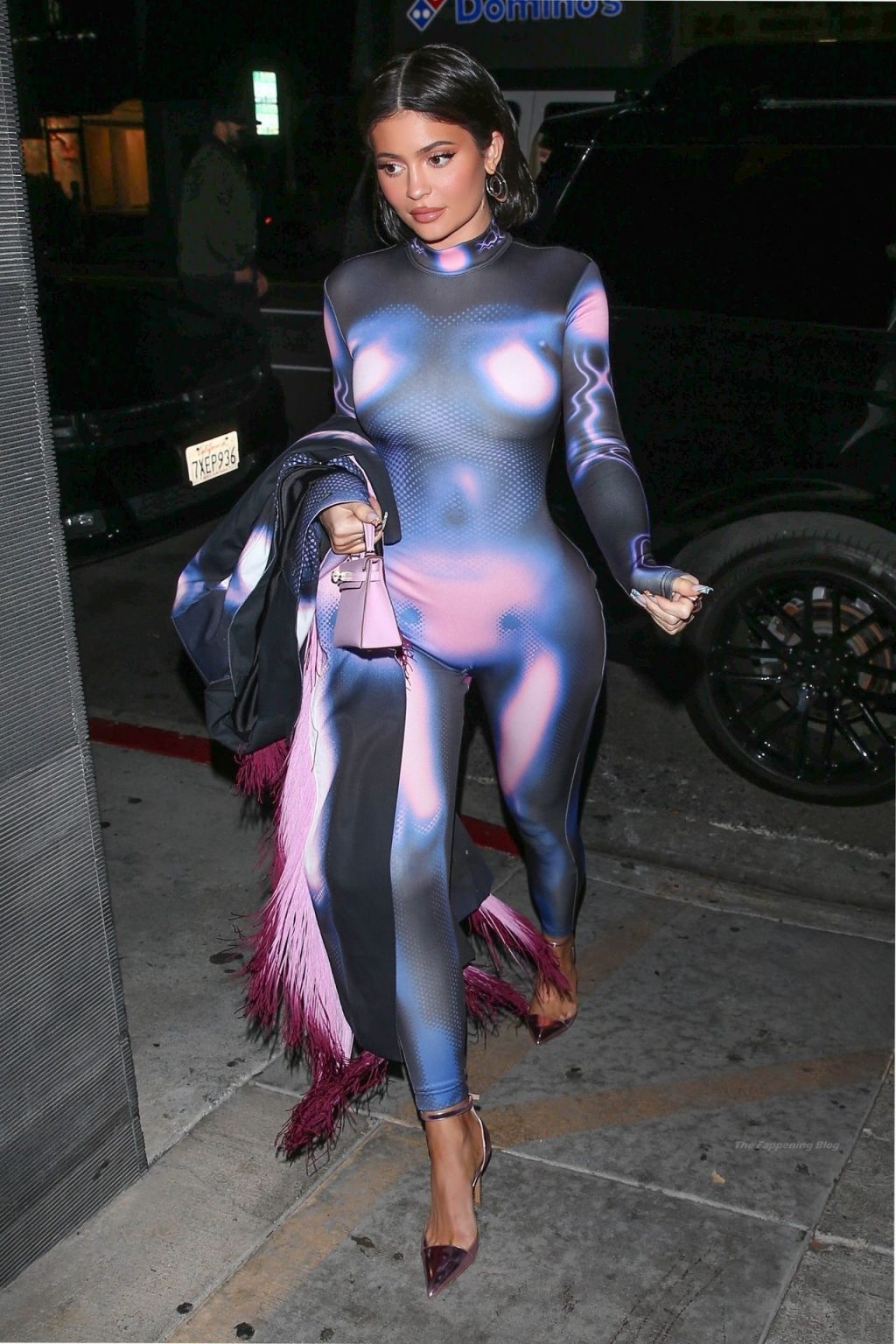 Kylie Jenner Looks Electric in a Technicolor Bodysuit Dinning at Nobu (17 Photos)