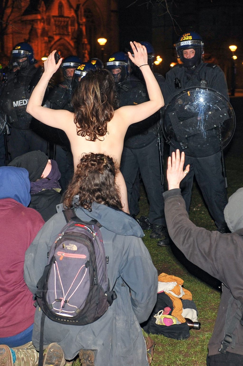 Naked Girl Pleases the Police at the Kill The Bill Protest in Bristol (15 Photos)