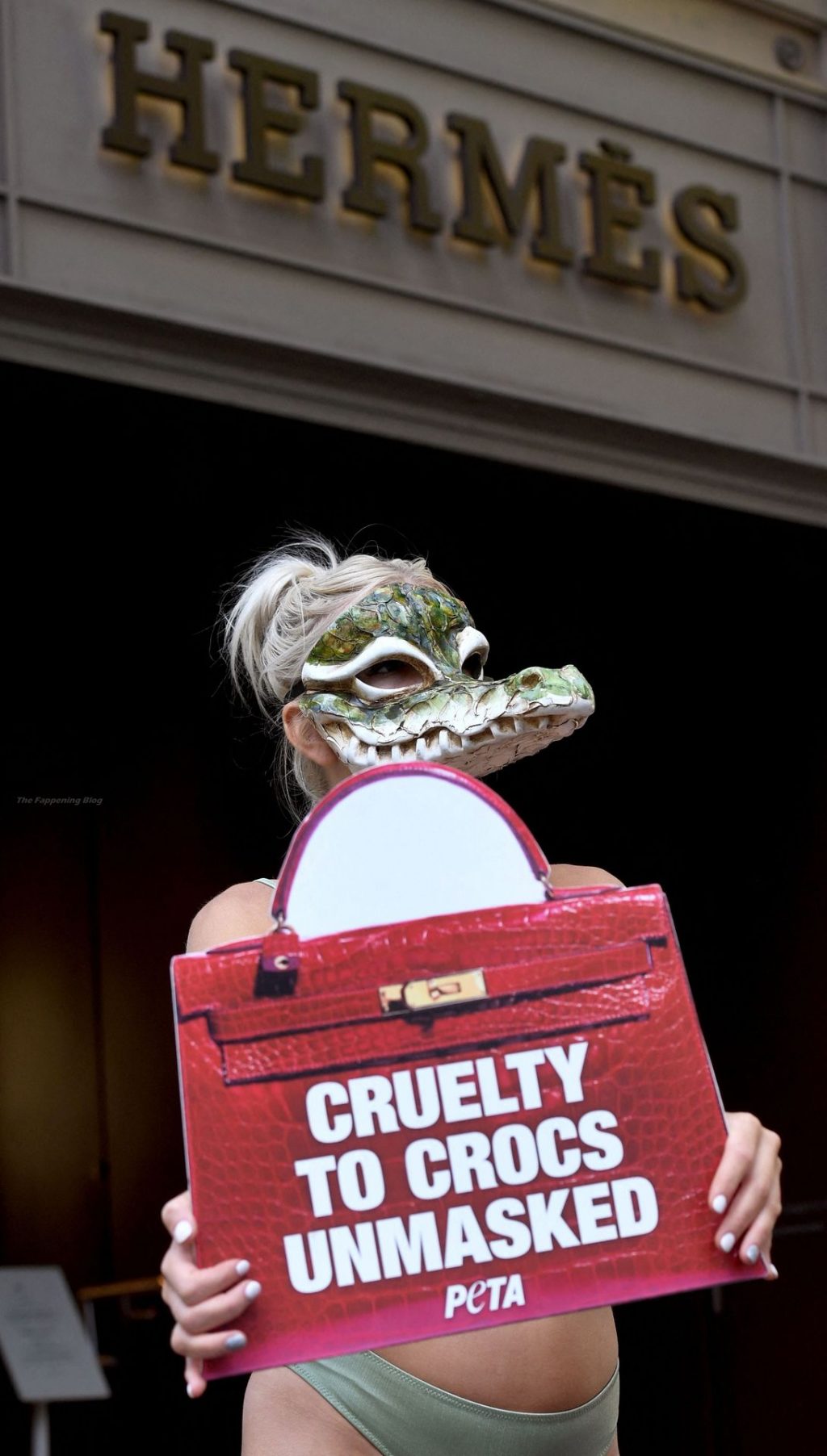 Bikini-clad Models in Crocodile Masks Protest (17 Photos)