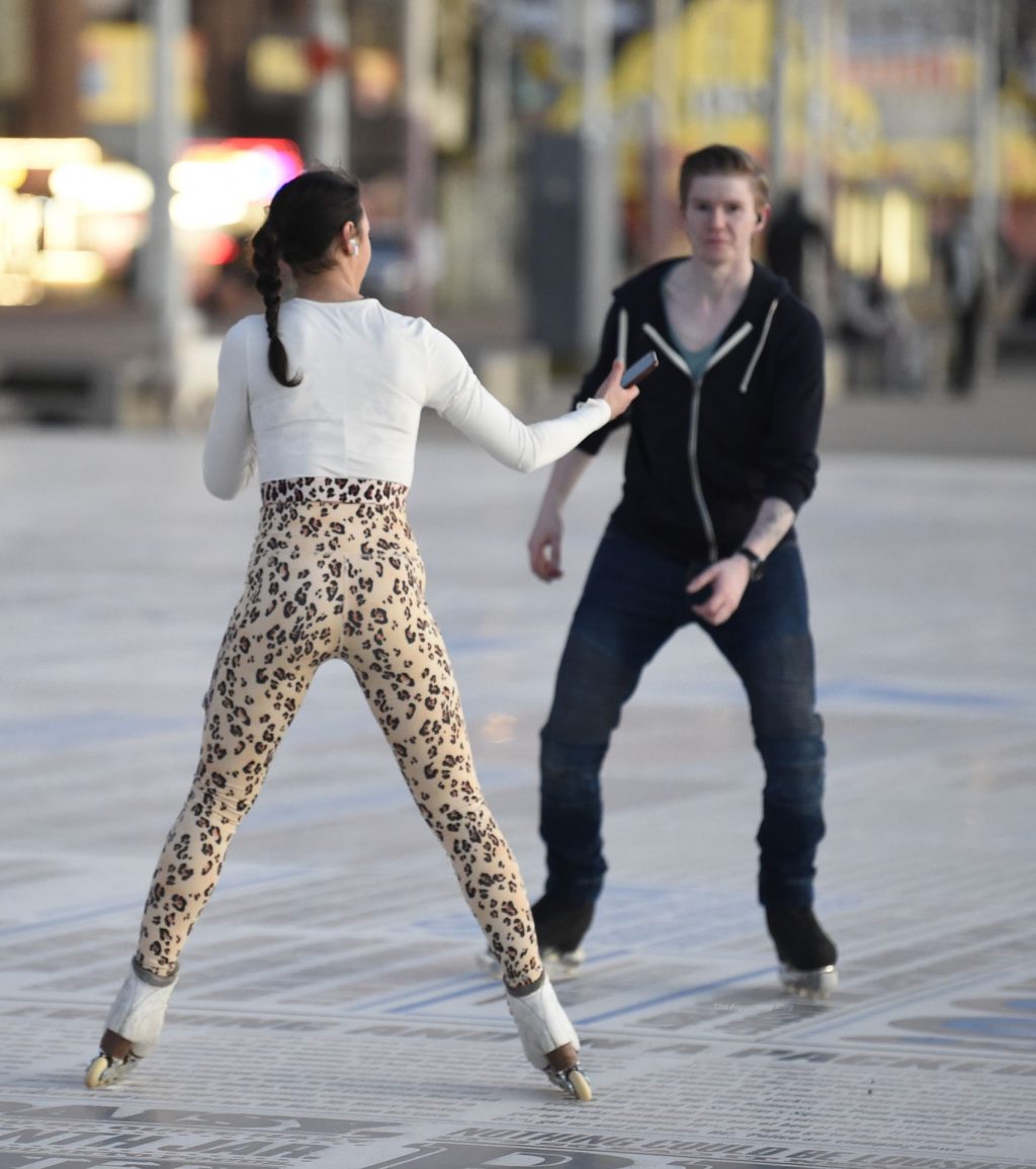 Vanessa Bauer Swaps Ice Skates For Roller Skates in Manchester (34 Photos)