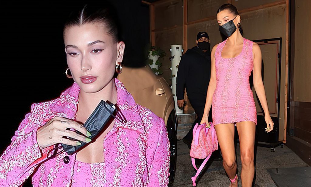 Hailey Bieber Looks Pretty in Pink as She Arrives at Dinner for Oscar Weekend (27 Photos)