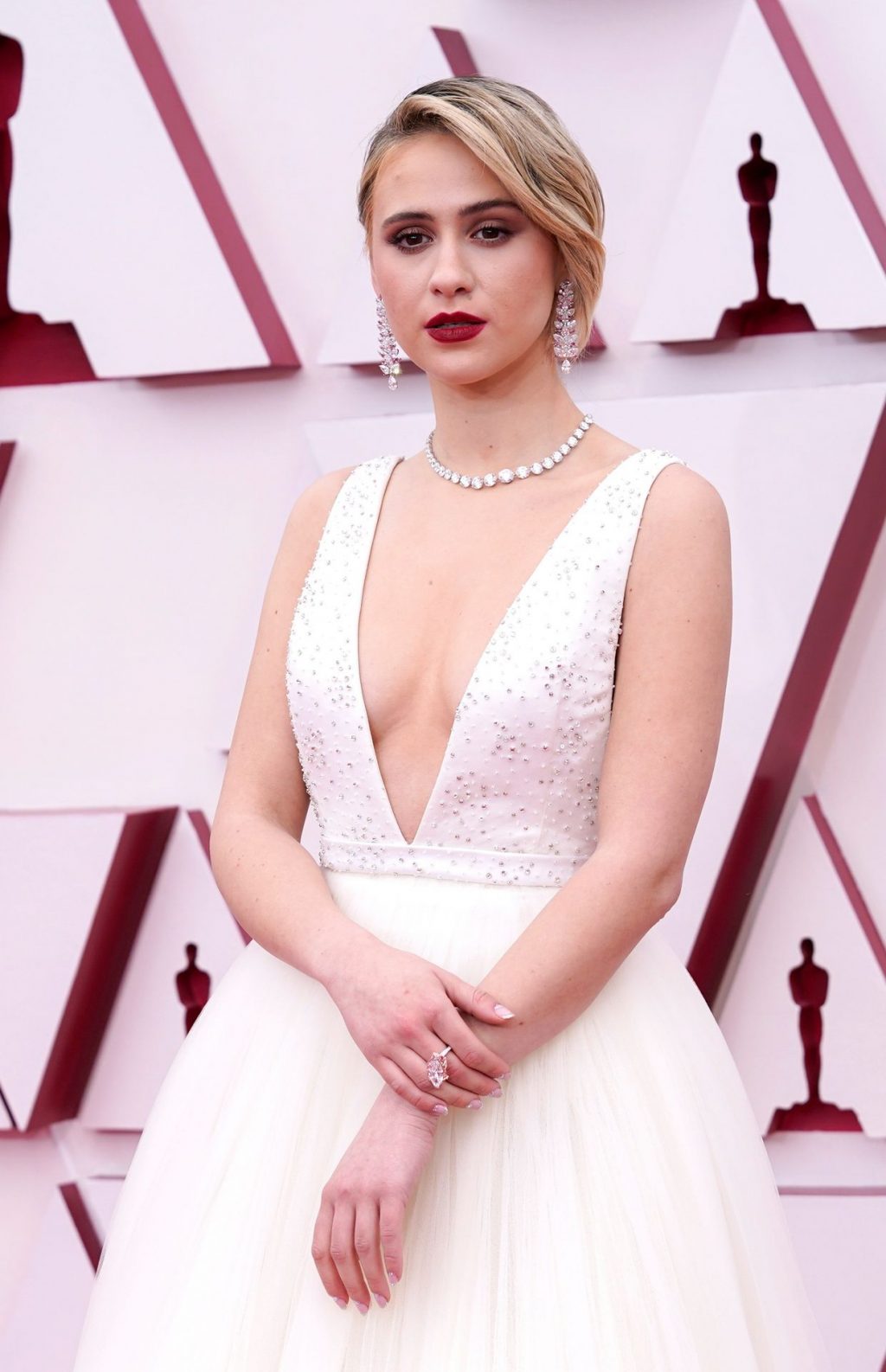 Maria Bakalova Stuns on The Red Carpet in a White Dress at The 93rd Oscars (35 Photos)