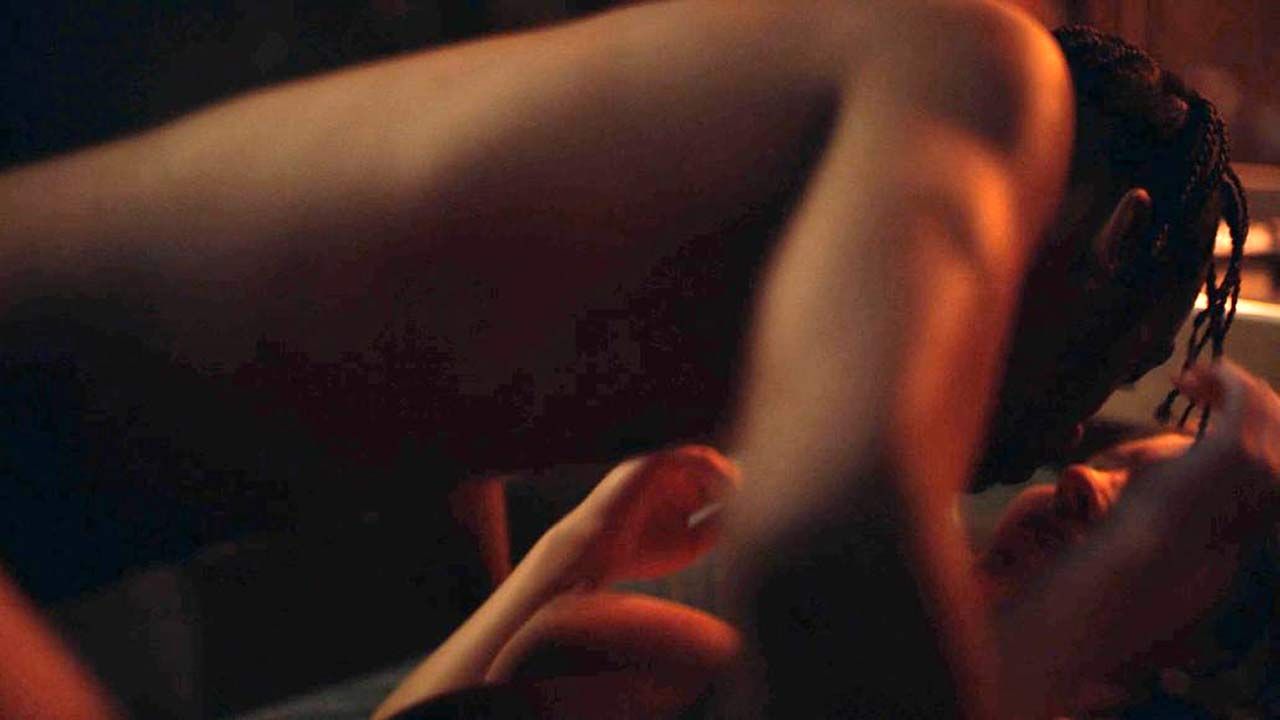 Here Sydney Sweeney’s boobs are seen in a sex scene. 