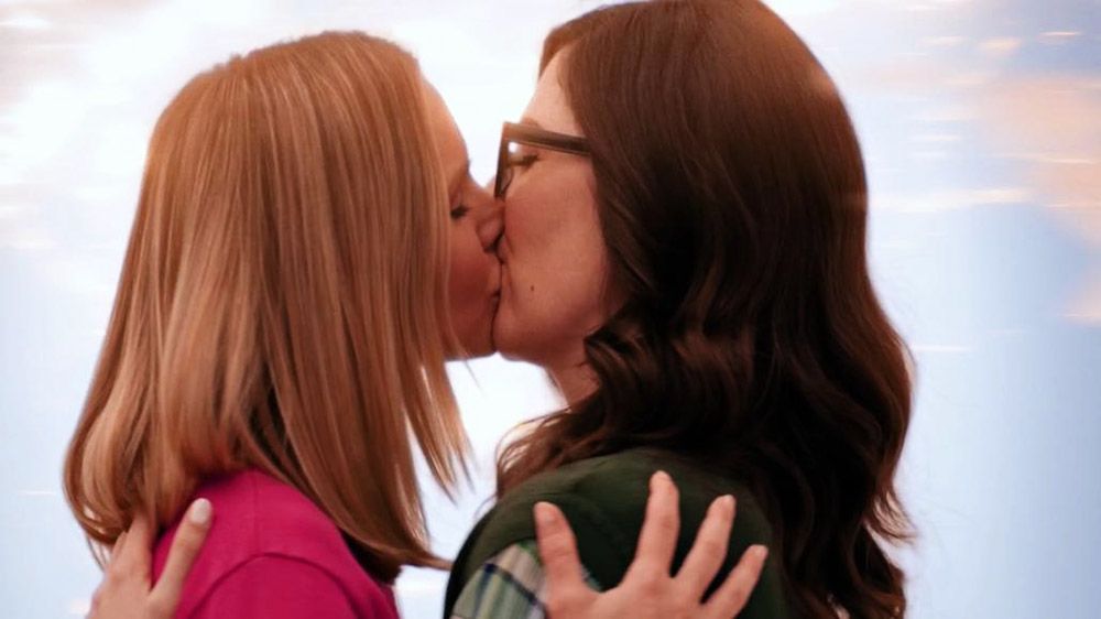 They are lesbian kissing until finally, D’Arcy turns into a guy, and Kirste...