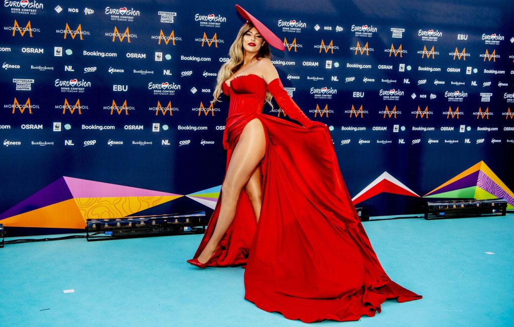 Anxhela Peristeri Stuns in a Red Dress at the 65th Eurovision Song Contest (12 Photos + Video)