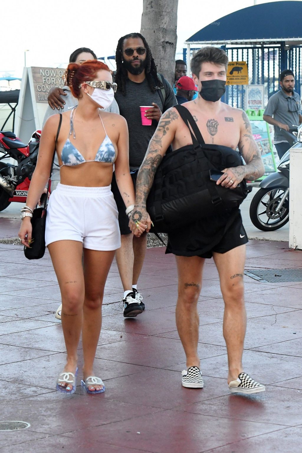 Bella Thorne Stuns in a Blue and White Bikini in Miami (47 Photos)