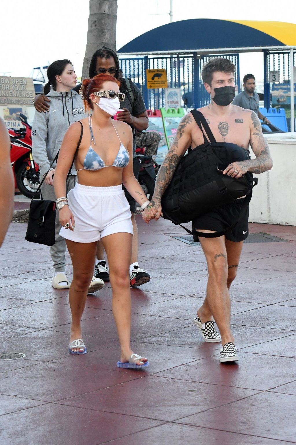 Bella Thorne Stuns in a Blue and White Bikini in Miami (47 Photos)