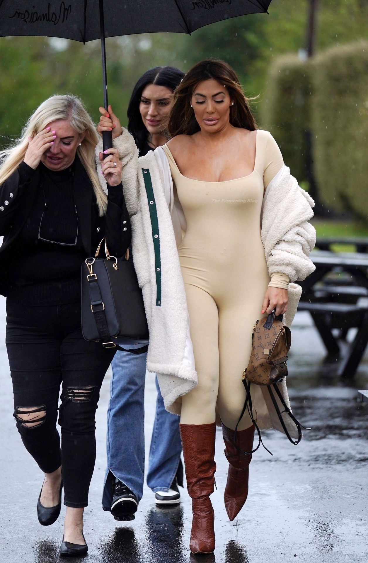 Chloe Ferry spills out of Nude Body Suit on a night out to Tomahawk Steakho...