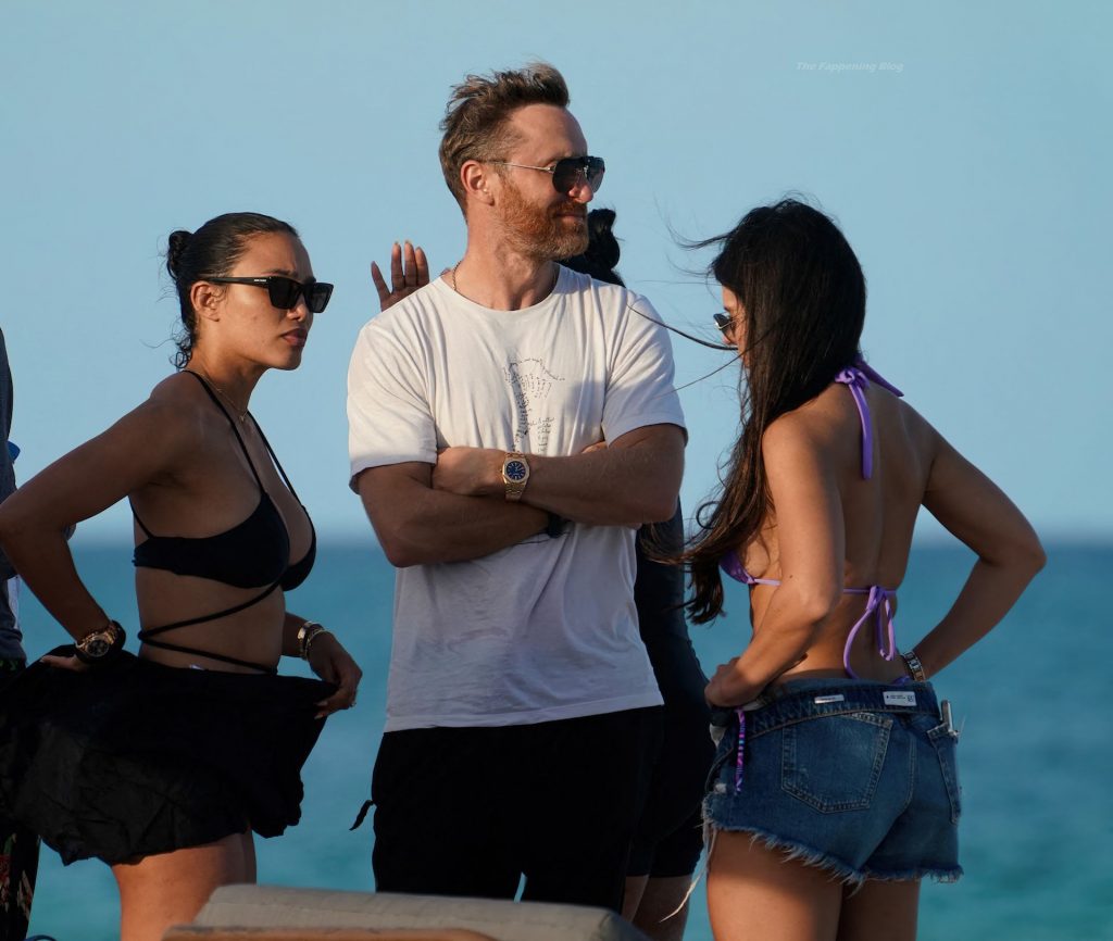 DJ David Guetta &amp; Jessica Ledon are Seen at The Beach in Miami (19 Photos)