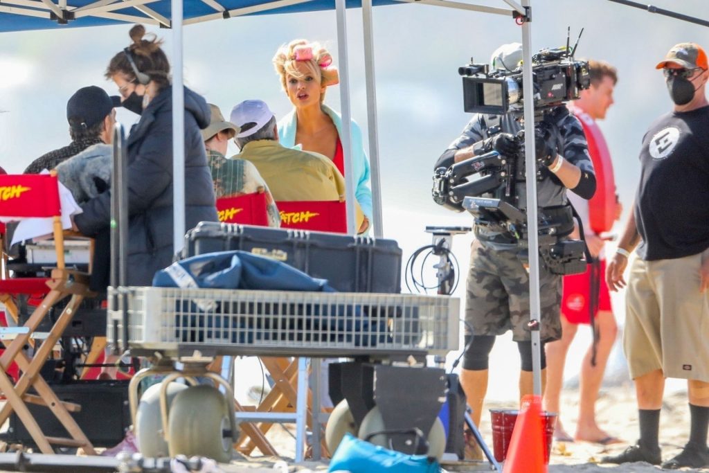 Lily James Transforms Into the Sexy 90’s Baywatch Icon Pamela Anderson on the Set in Malibu (147 Photos)