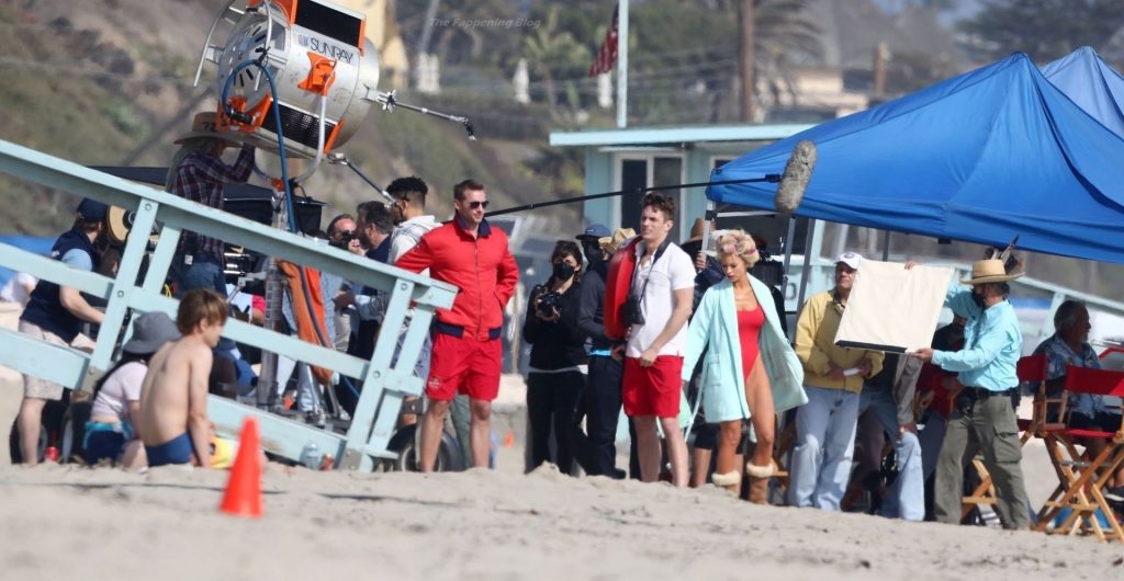 Lily James Transforms Into the Sexy 90’s Baywatch Icon Pamela Anderson on the Set in Malibu (147 Photos)