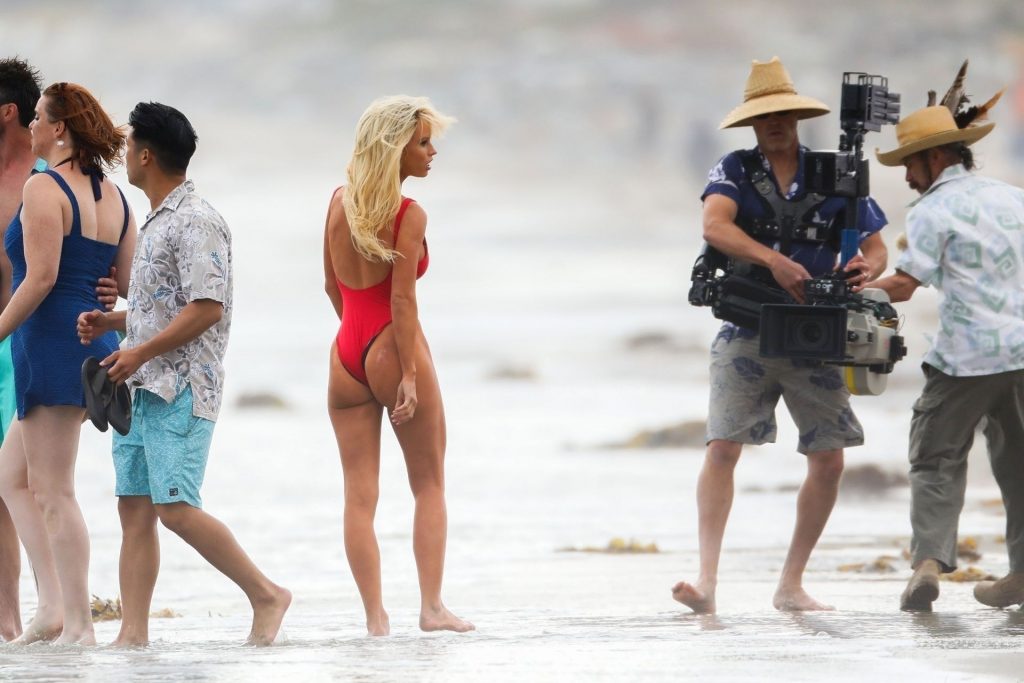 Lily James Transforms Into the Sexy 90’s Baywatch Icon Pamela Anderson on the Set in Malibu (147 Photos)