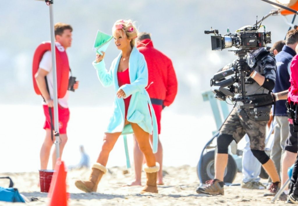 Lily James Transforms Into the Sexy 90’s Baywatch Icon Pamela Anderson on the Set in Malibu (147 Photos)