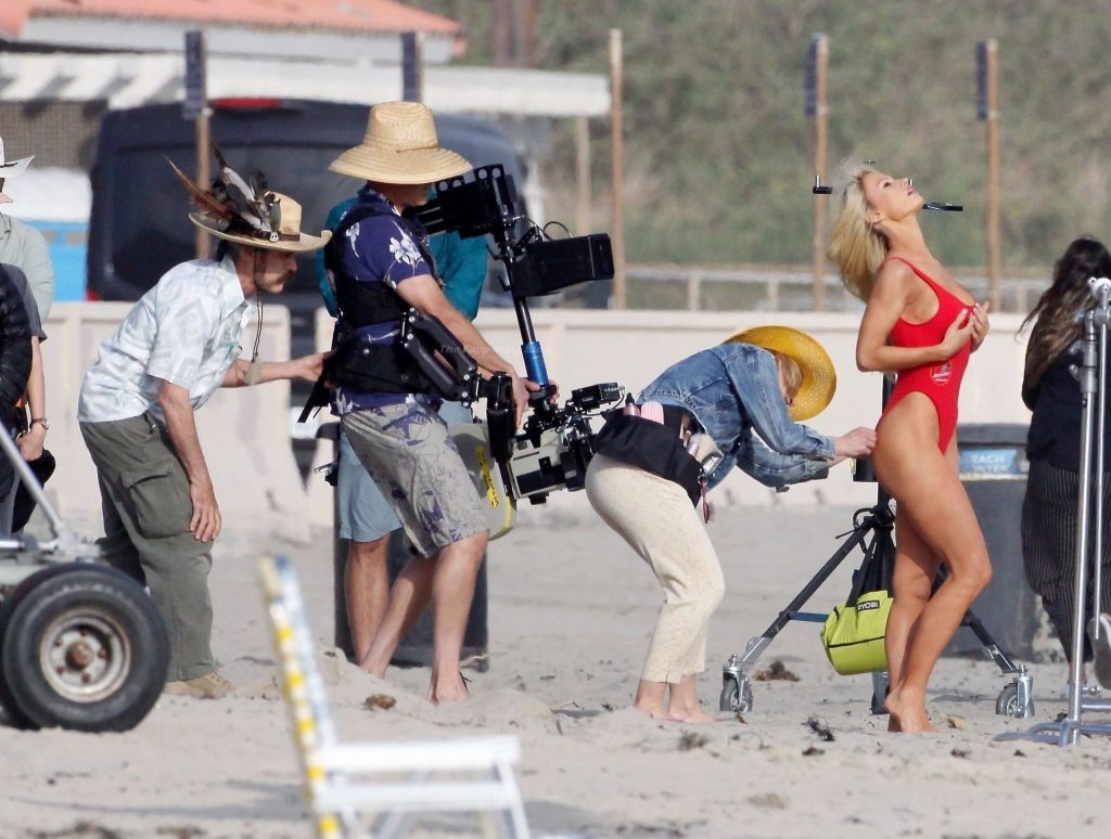 Lily James Transforms Into the Sexy 90’s Baywatch Icon Pamela Anderson on the Set in Malibu (147 Photos)