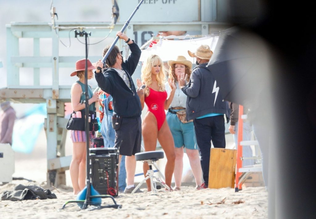 Lily James Transforms Into the Sexy 90’s Baywatch Icon Pamela Anderson on the Set in Malibu (147 Photos)