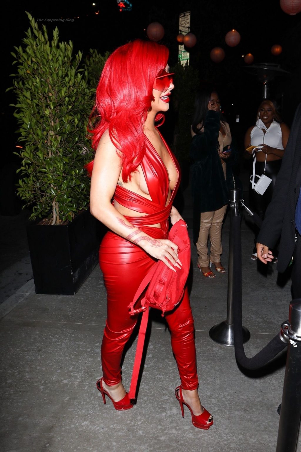 Sexy Nikita Dragun Paints the Night Red in Show-Stopping Red Leather Jumpsuit (36 Photos + Video)