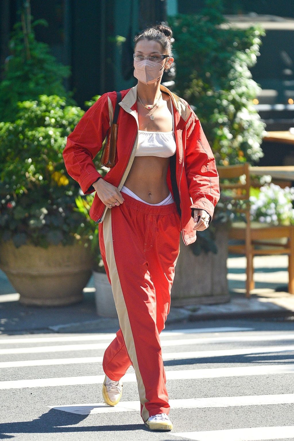 Bella Hadid Turns Heads Once Again in a Cherry Red Tracksuit (19 Photos)
