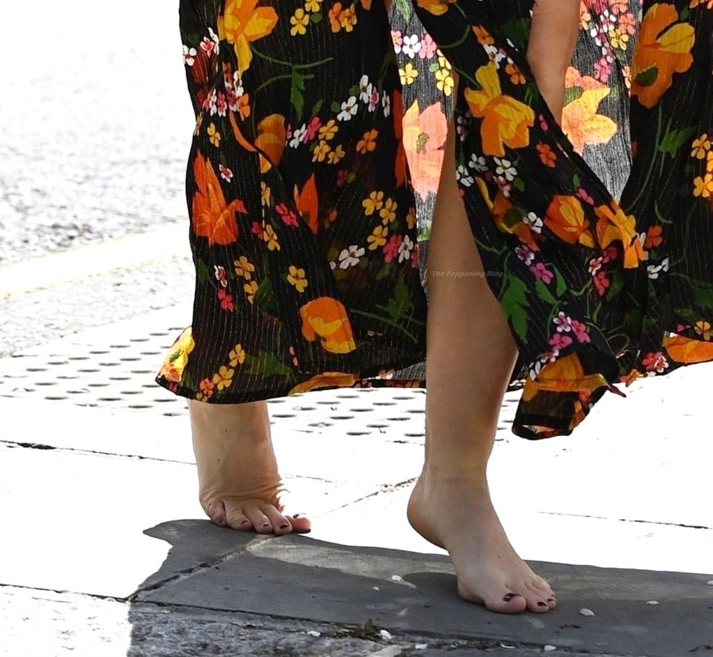 Caprice Steps Out in a Thigh High Split Floral Dress on Her Way to Meet Friends for Lunch (29 Photos)