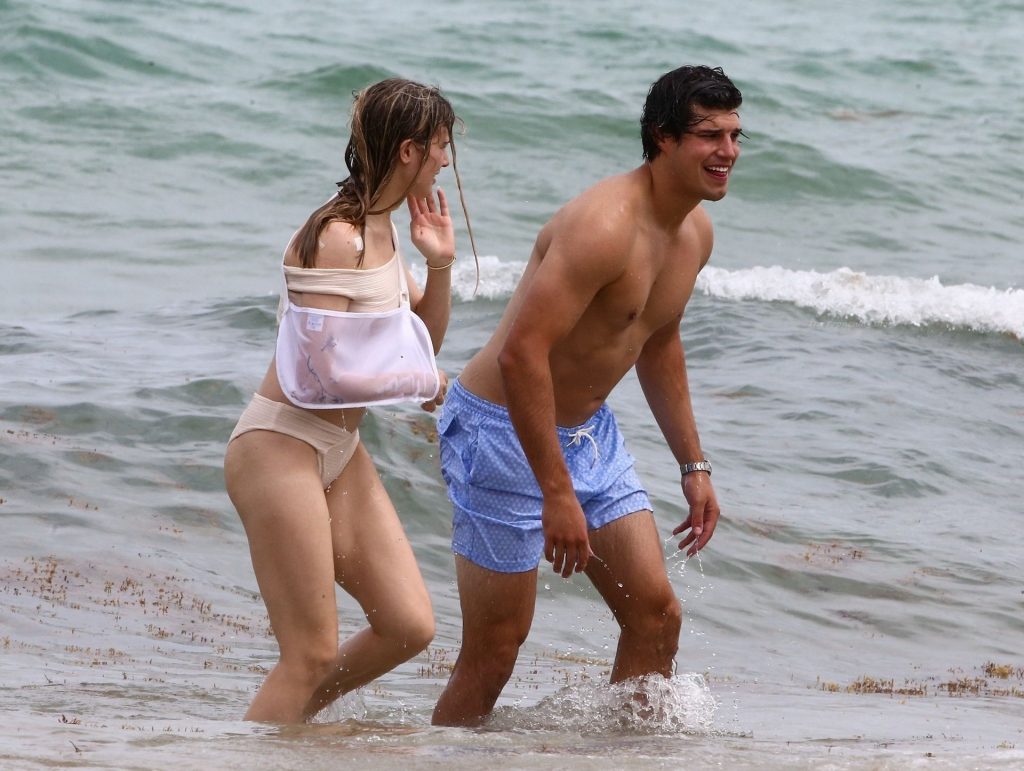 Mason Rudolph Tends to Genie Bouchard’s Injury During a Romantic Break at the Beach (53 Photos)