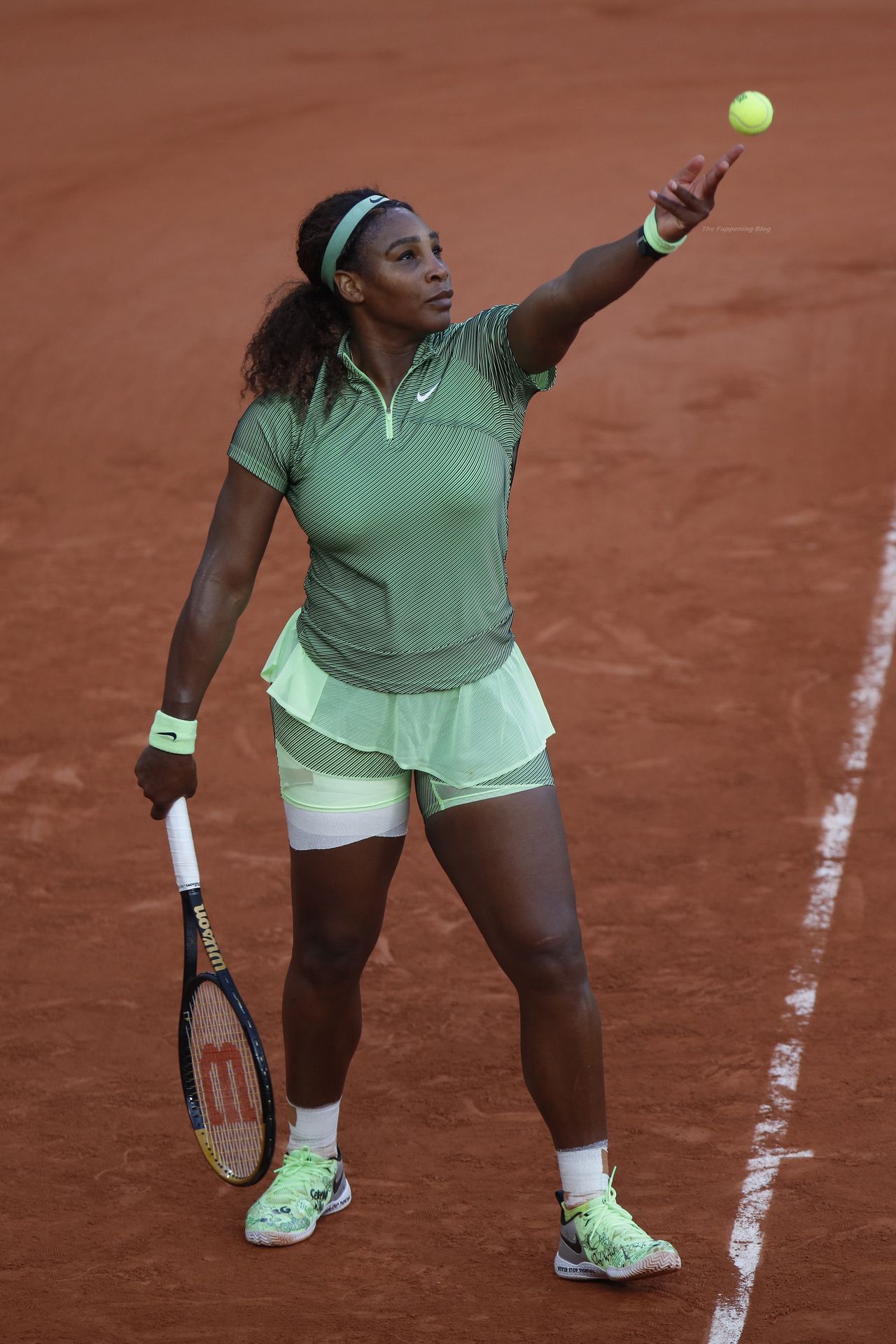 Serena Williams of USA plays against Mihaela Buzarnescu of Romania in the s...