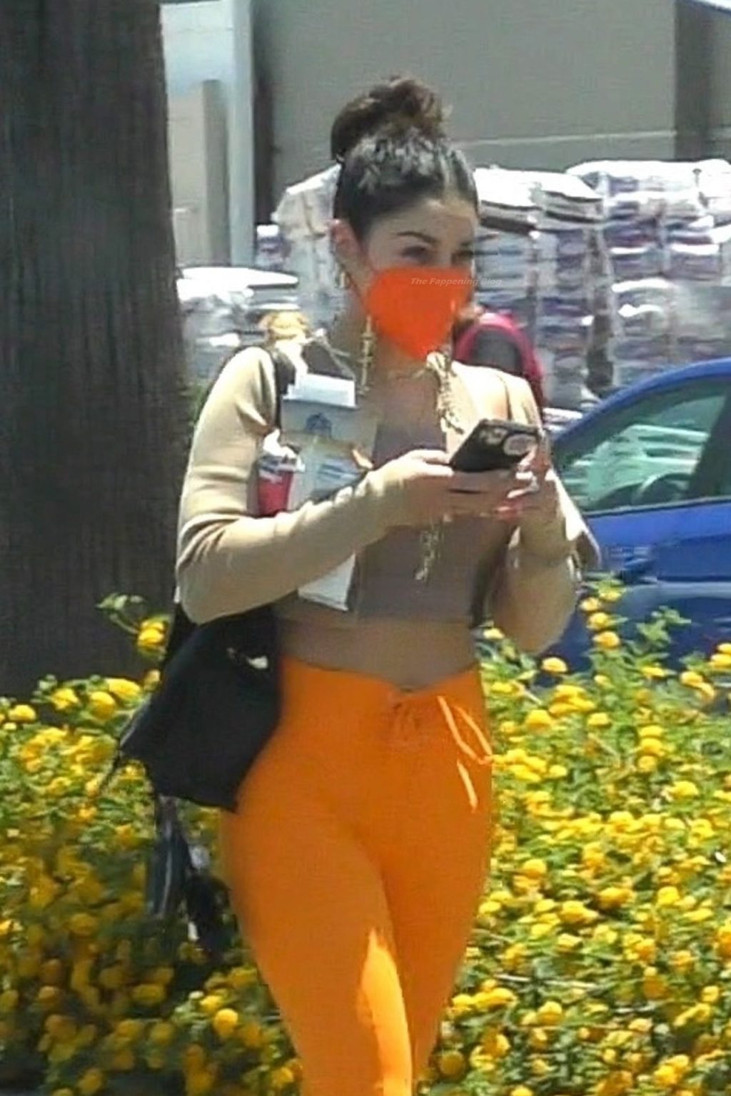 Vanessa Hudgens Turns Heads in Bright Orange Pants and Cropped Tank (17 Photos)