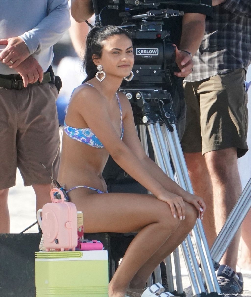 Camila Mendes Wears a Blue Bikini on the Set of ‘Strangers’ in Miami (49 Photos)