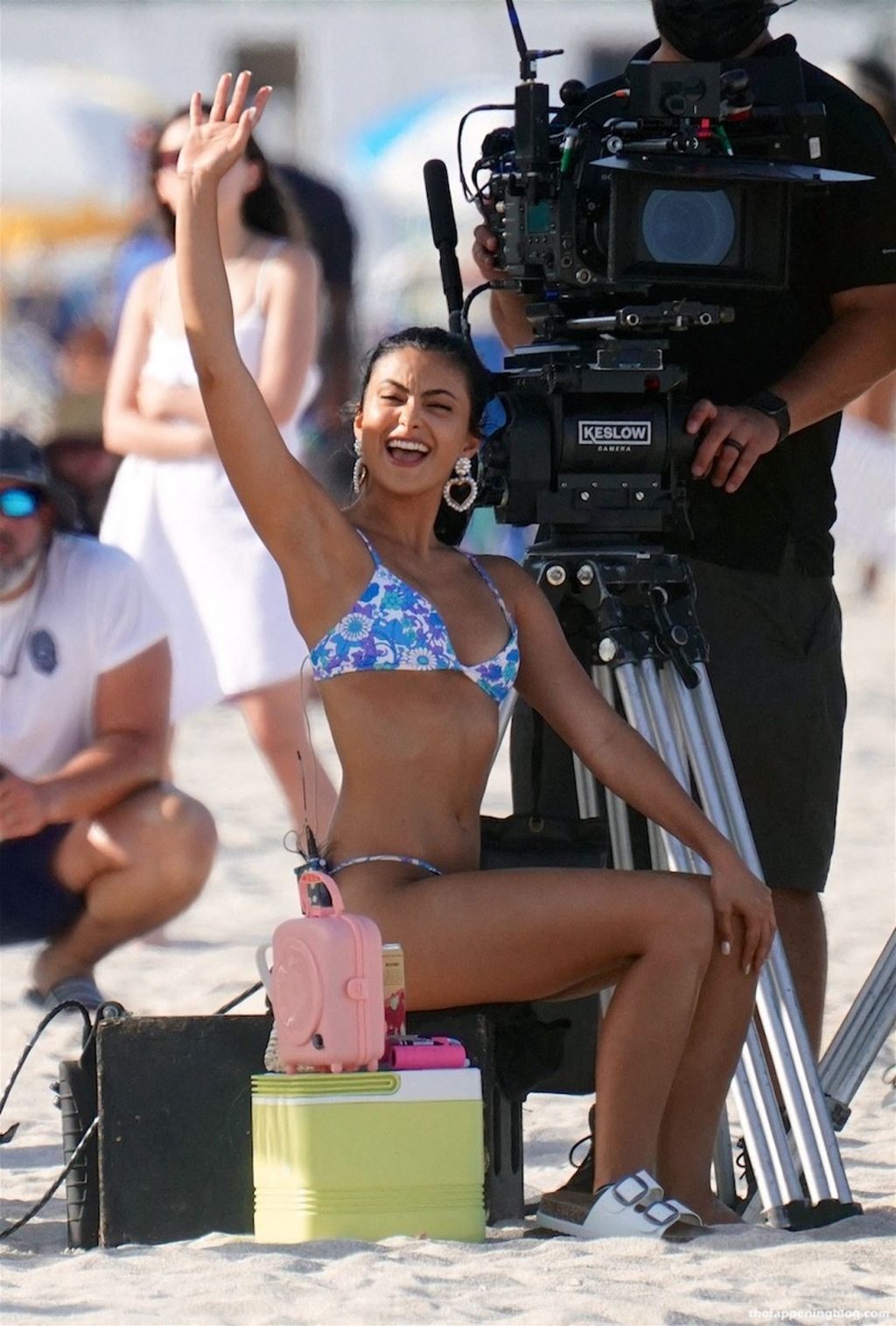 Camila Mendes Wears a Blue Bikini on the Set of ‘Strangers’ in Miami (49 Photos)