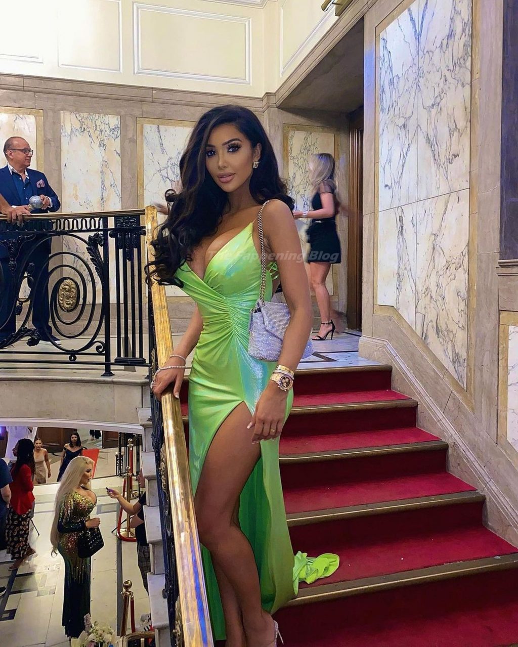 Chloe Khan Gives a Leggy Display in a Green Dress on Her Way to the Reality TV Awards (20 Photos)