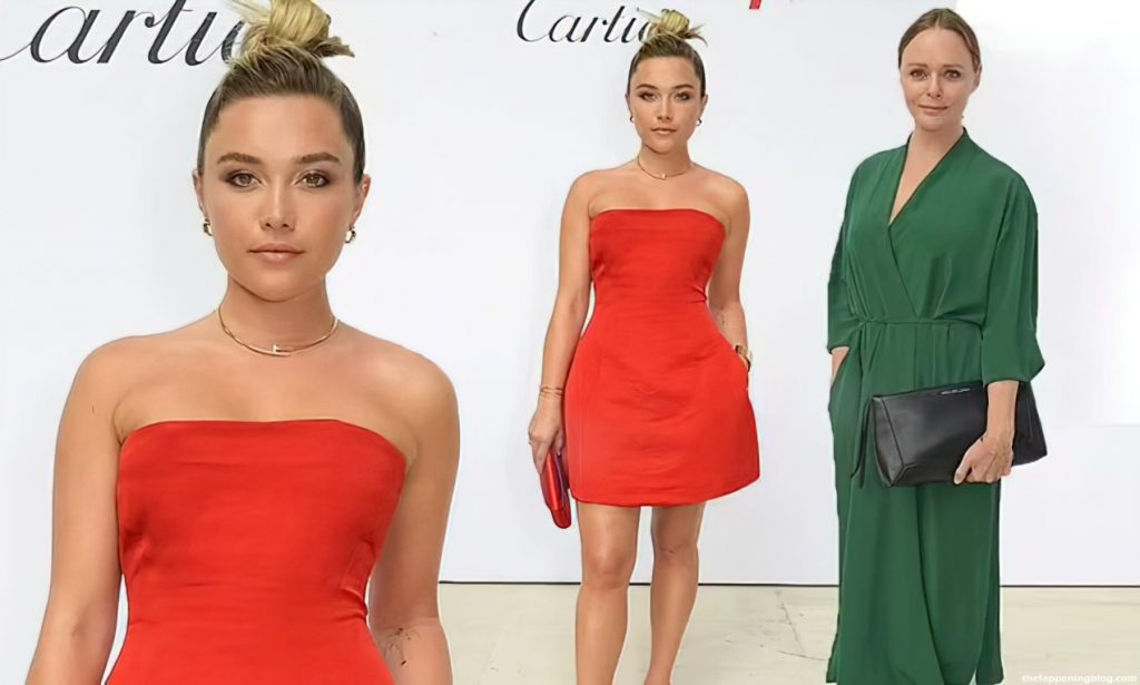 Leggy Florence Pugh Looks Chic in a Red Dress at Art Gallery Event in LA (17 Photos)
