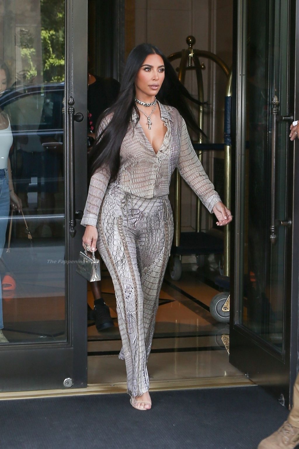 Kim Kardashian Goes Braless in Head to Toe Snakeskin as She is Spotted on Surprise Trip to NYC (22 Photos)