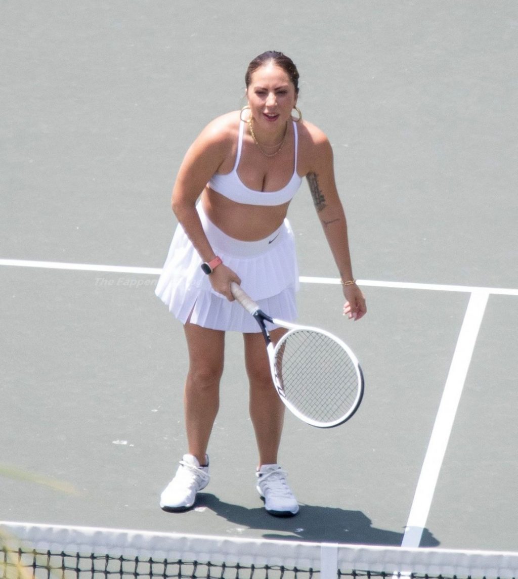 Lady Gaga Puts on an Athletic Display While Taking Tennis Lessons (37 Photos)