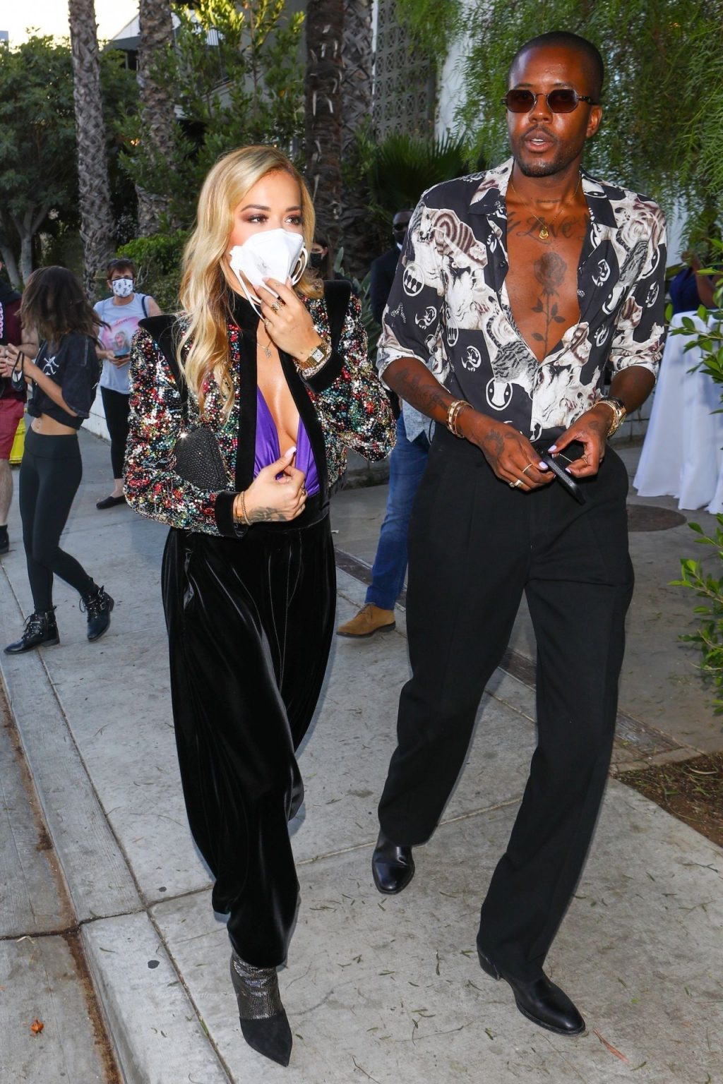 Rita Ora Wears a Plunging Purple Top to Dinner in LA (32 Photos + Video) [Updated]