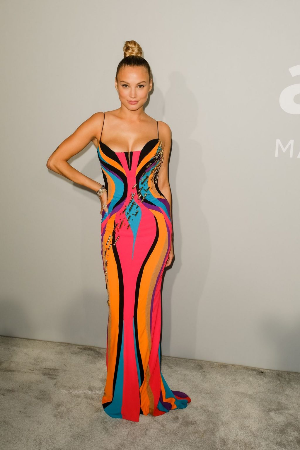 Rose Bertram Shows Off Her Cleavage at the 27th AmfAR Gala in Cannes (16 Photos)