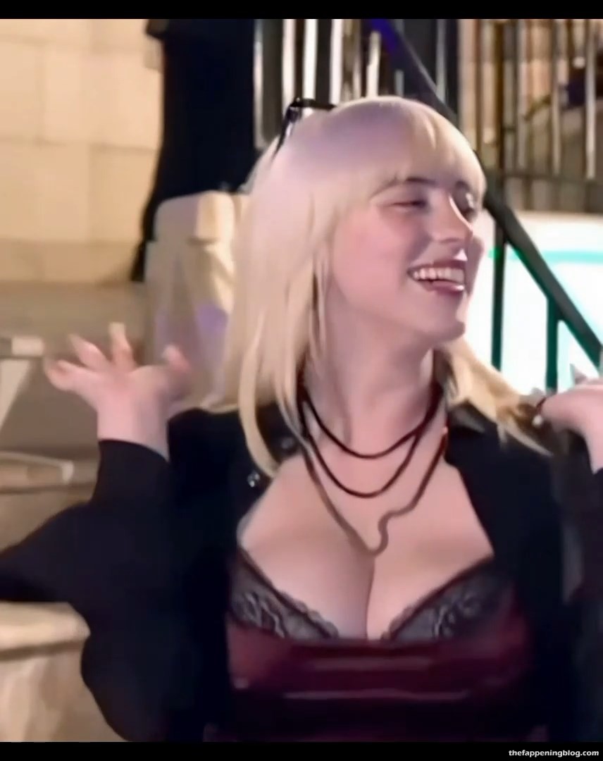 Billie Eilish Bounces Her Big Boobs in a Lace Bra at The Party (18 Pics + Videos)