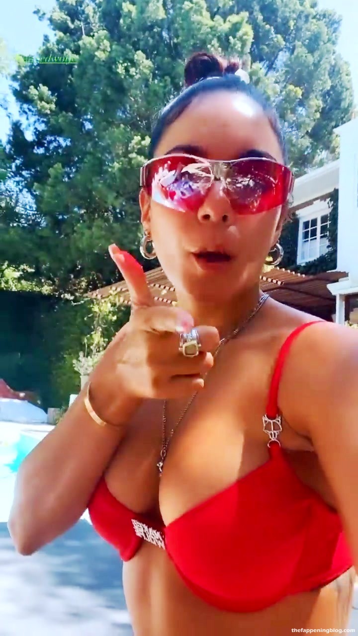 Vanessa Hudgens Looks Hot in a Red Bikini (6 Pics + Video)