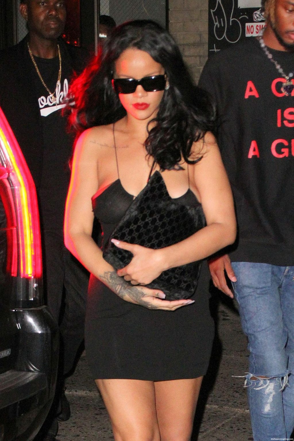 Braless Rihanna Wears a Skimpy Black Dress as She is Seen Leaving a NYC Club (19 Photos)