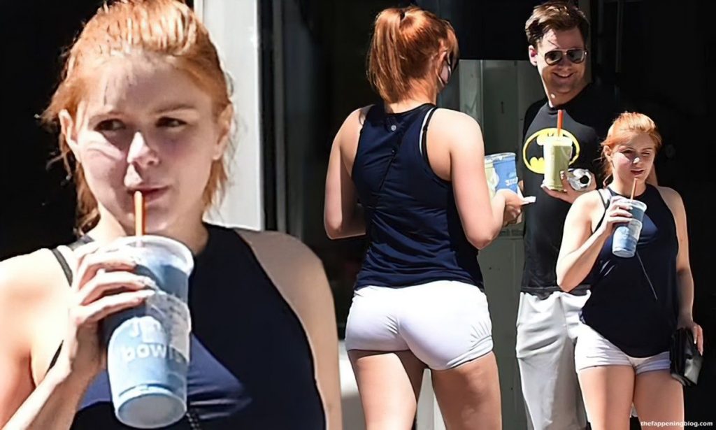 Ariel Winter Grabs a Smoothie in a Pair of Tiny White Yoga Shorts (30 Photos)
