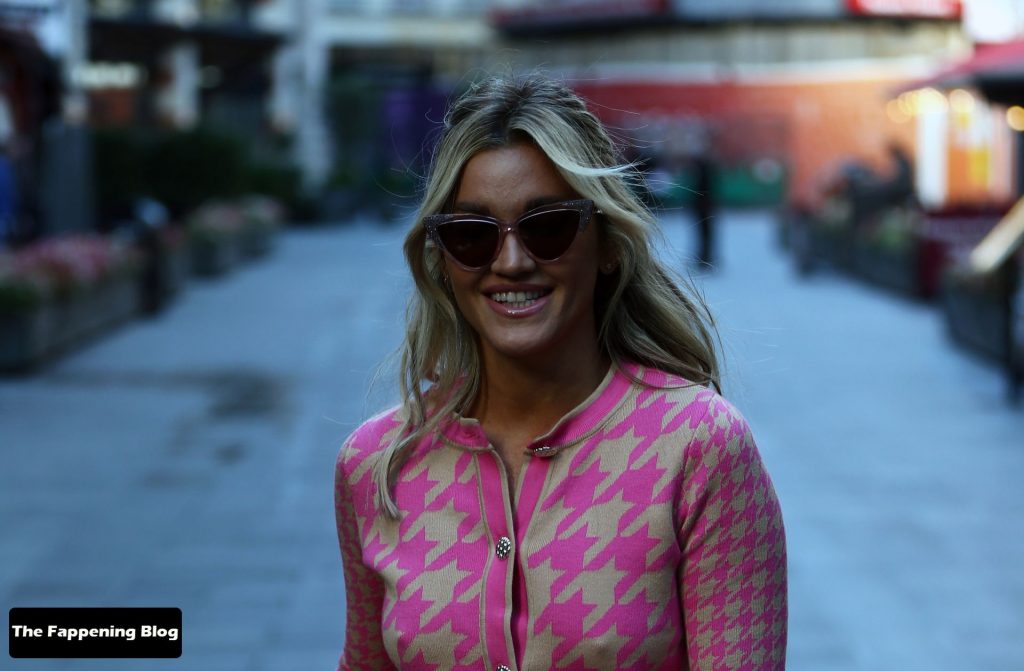 Leggy Ashley Roberts Looks Chic in a Pink Patterned Skirt and Top at Heart Radio (29 Photos)
