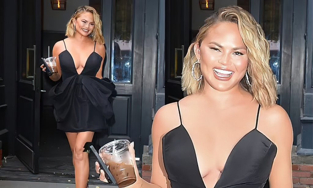 Chrissy Teigen Puts on a Busty Display in a Plunging Little Black Dress in New York (32 New Photos)