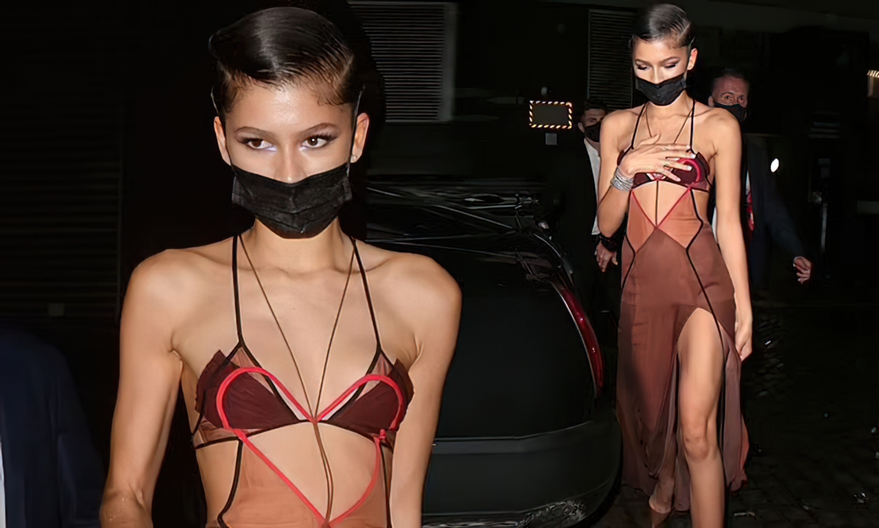 Zendaya Looks Hot in a Gown with Racy Sheer Panels at Chiltern Firehouse in...