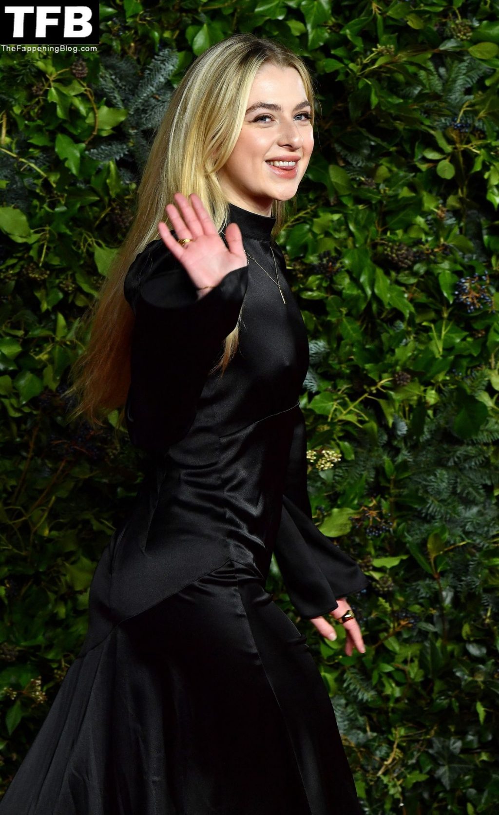 Anaïs Gallagher Shows Her Pokies in a Black Dress at The Fashion Awards 2021 in London (31 Photos)