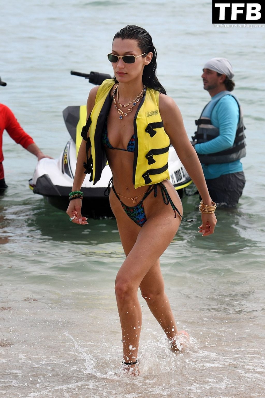 Bella Hadid Looks Hot in a Blue Bikini on the Beach in Miami (100 Photos)
