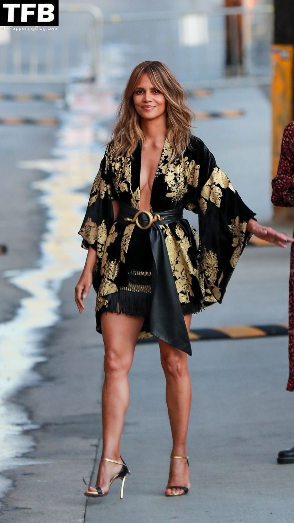 Halle Berry Stuns the Crowd at Jimmy Kimmel Live! in a Sexy Black and Gold Dress (147 Photos)