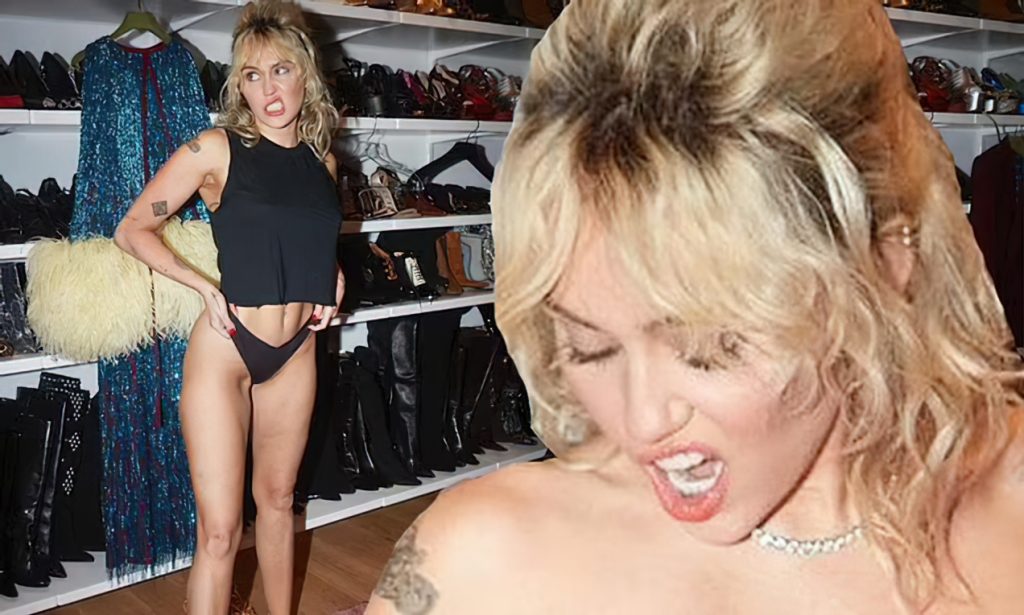 Miley Cyrus Goes Topless in a Pair of Black Undies (7 Photos)