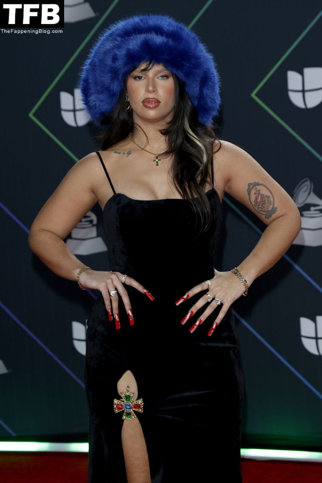 Nathy Peluso Shows Her Cleavage at the 22nd Annual Latin Grammy Awards (2 Photos)